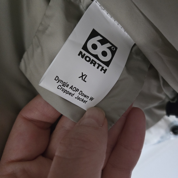 66 North Dyngja Mountain-print Hooded Down Ski Jacket size XL - Picture 4 of 6